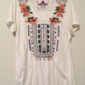 Sweet Johnny Was White Top w/ Trademark Embroidery